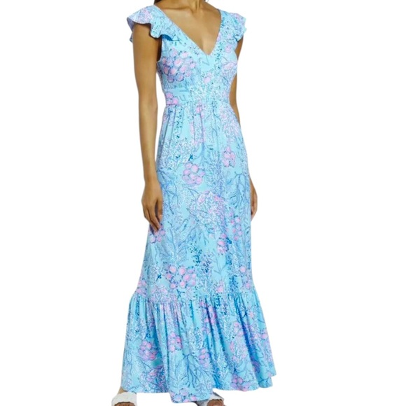 Like New Lilly Pulitzer Vyra Sleeveless Ruffle Dress size 00 Retail $198.00 - Picture 2 of 15